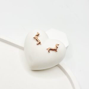 Arete Salchicha Rosegold De Plata Con baño De Oro - Imagen 1