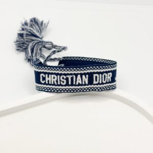 Pulsera De Tela Christhian Dior Azul Oscuro Con Blanco - Imagen 1
