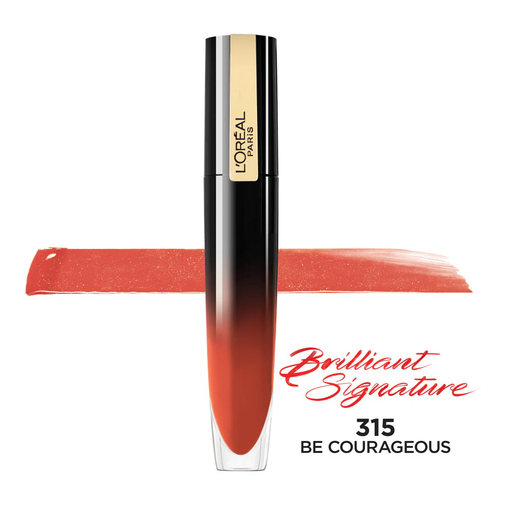 LOREAL BRILLIANT SIGNATURE SHINY LIP STAIN LIPSTICK BE COURAGEOUS 0.21 OZ