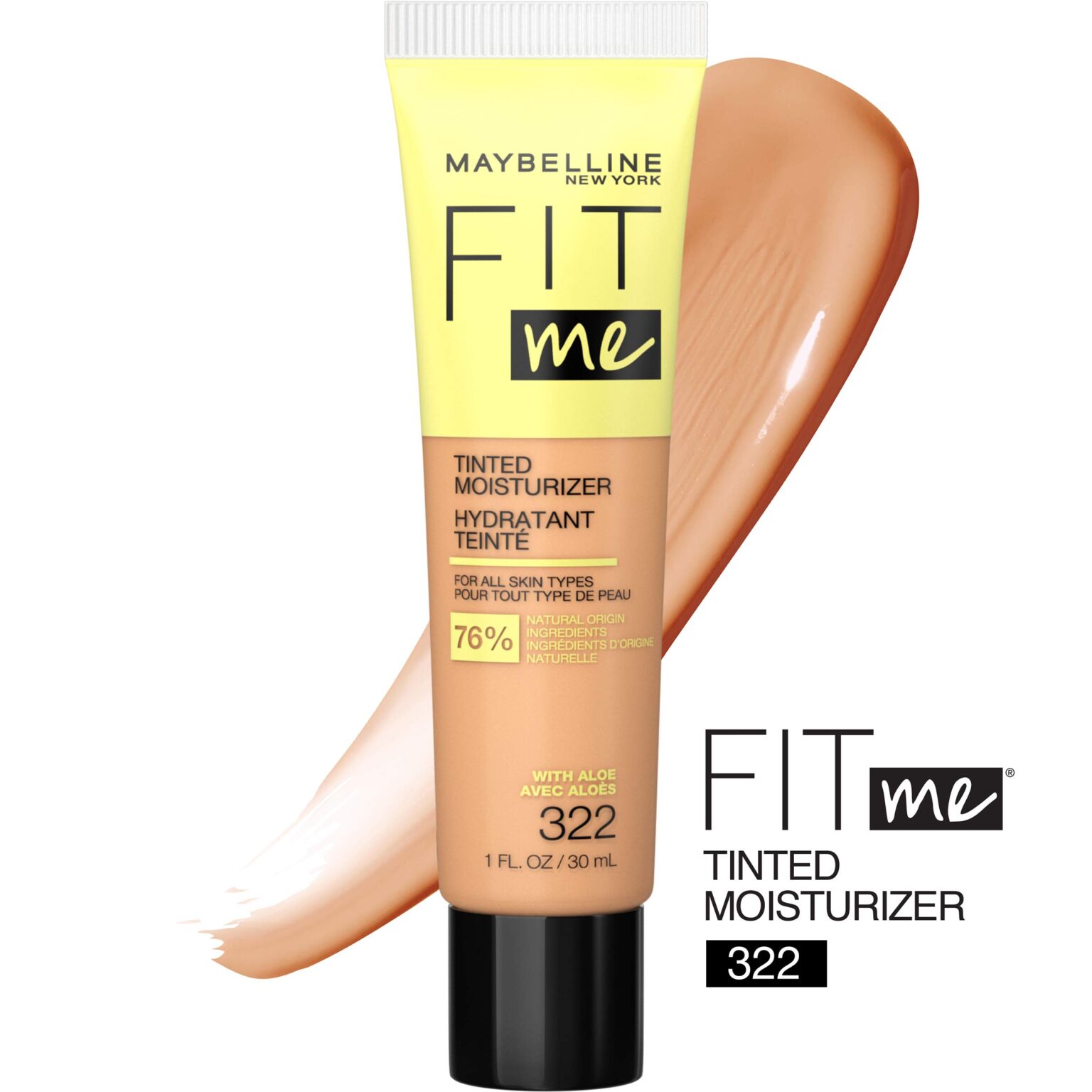Maybelline New York Fit Me Tinted Moisturizer, Natural Coverage, Face Makeup, 322
