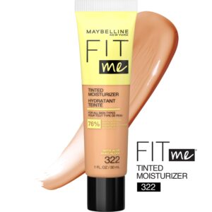 Maybelline New York Fit Me Tinted Moisturizer, Natural Coverage, Face Makeup, 322 - Imagen 1