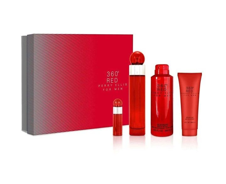 Set 360 Red 4 Pc 3.4 Oz Edt + 6.0 Oz Deo + 3.0 Oz Sg + Mini Men