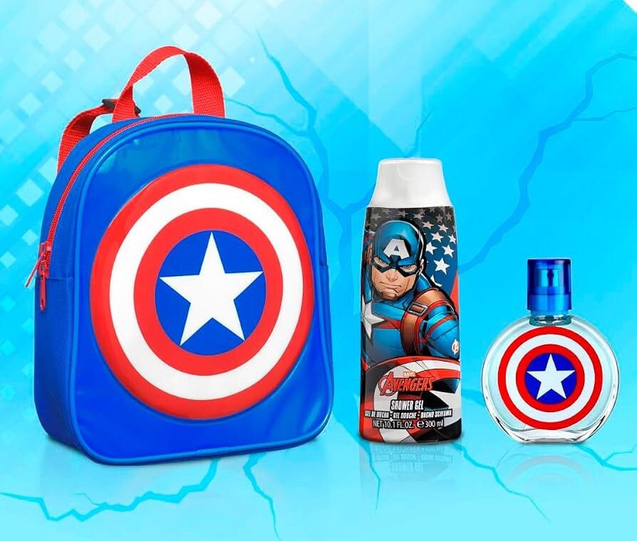 Set Captain America Backpack + 1.7 Zo Edt Men + 10.14 Oz Shower Gel